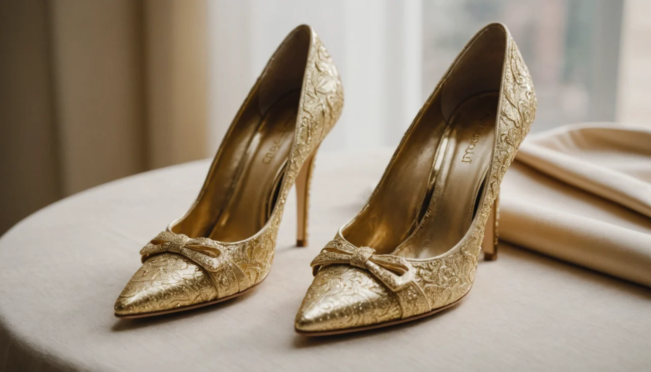 chaussure dorée mariage confortable